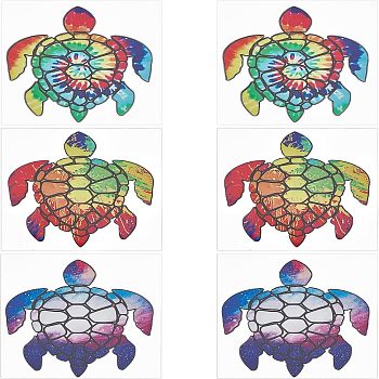 6pcs 3 Style PET Reflective Sticker Car Decoration, Face Car Sticker, for Car Decoration, Tortoise, Mixed Color, 138x125x0.6mm, 2pcs/style