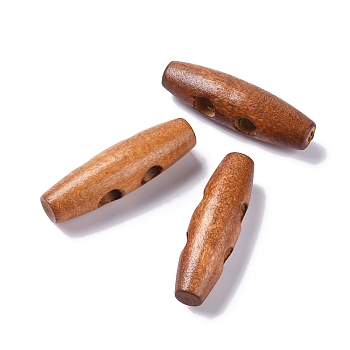 Natural Wood Buttons, Horn Toggle Buttons, 2-Hole, for Sewing Accessories, Peru, 40x11mm, Hole: 6mm