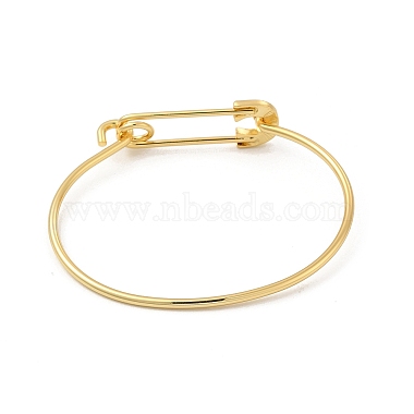 Brass Safety Pin Shape Bangle for Women(BJEW-E060-01G)-2