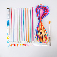 Knitting Tool Kits, including Circular Knitting Needles, Straight Crochet Needles, Big Eye Sewing Needles, Tape Measure, Scissor, Locking Stitch Marker, Mixed Color, 2~8mm(SENE-PW0016-07B)