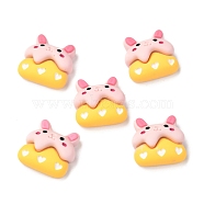 Opaque Resin Cabochons, Rabbit, Pink, 17x18x8mm(RESI-F020-45)