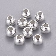 201 Stainless Steel Beads, Round, Silver, 8x6.5mm, Hole: 3mm(STAS-K210-42F-S)