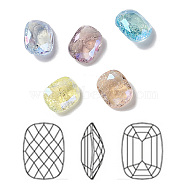 Crackle Moonlight Style K9 Glass Rhinestone Cabochons, Pointed Back, Rectangle Octagon, Mixed Color, 10x8x4mm(RGLA-J025-B-IO)
