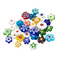 30Pcs Handmade Millefiori Glass Beads, Plum Flower, Mixed Color, 8x4mm, Hole: 1mm, 30Pcs/Bag(LAMP-FS0001-02C)