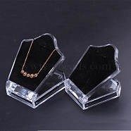 Acrylic Single Necklace Display Holder with Velvet Mat, for Necklaces Storage, Clear, 5x6.2x5.2cm(PW-WG2DFA1-01)