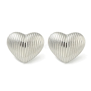 Non-Tarnish Heart Ion Plating(IP) 304 Stainless Steel Stud Earrings, Stainless Steel Color, 19x23mm(EJEW-G400-30P)