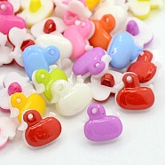 Lovely Duck Buttons, ABS Plastic Button, Mixed Color, 13.5x13.5mm, about 400pcs/bag(FNA1496)