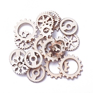 Undyed Wood Steampunk Pendants, Gear Charms, Antique White, 12~38x2~2.5mm, Hole: 2~12mm(WOOD-I004-34)