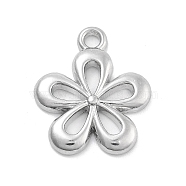 Alloy Pendants, Stainless Steel Color, Flower, 18x15x2mm, Hole: 1.6mm(FIND-M078-01C-P)