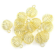 Iron Wire Pendants, Hollow, Round, Golden, 9x8mm, Hole: 3mm(IFIN-TAC0002-09A-G)