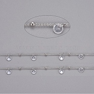3.28 Feet Brass Ball Curb Chains, with Cubic Zirconia, Long-Lasting Plated, Soldered, Clear, Platinum, 1.5x0.9x0.2mm(X-CHC-G006-24P)