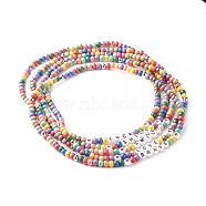Kids Beaded Bracelets, Round Natural Wood Beads Bracelets, with Acrylic Beads and 202 Stainless Steel Beads, Mixed Color, 16-7/8 inch(43cm)(NJEW-JN03726)