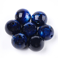Acrylic Beads, Imitation Gemstone Style, Round, Prussian Blue, 13.5~14x13mm, Hole: 2mm, about 330pcs/500g(OACR-T008-11A-05)