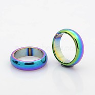Electroplate Non-Magnetic Synthetic Hematite Wide Band Rings, Rainbow Plated, 19mm(RJEW-J006B-04)