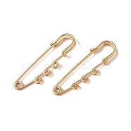 Ion Plating(IP) 304 Stainless Steel Safety Pins Brooch Findings, Kilt Pins with Triple Loops for Lapel Pin Making, Golden, 51x16x7mm, Hole: 1.8mm, pin: 1.3mm(STAS-I673-06G)