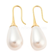 Plastic Pearl Teardrop Dangle Earrings, 304 Stainless Steel Earrings, Real 14K Gold Plated, 40x13mm(EJEW-C067-23D-G)