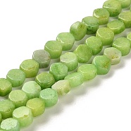 Natural Dolomite Beads Strands, Dyed, Hexagon, Green Yellow, 7x6x3mm, Hole: 1.2mm, about 66pcs/strand, 16.34 inch(41.5cm)(G-F765-G02-01)