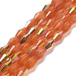 Baking Painted Glass Beads Strands, Imitation Opalite, Faceted, AB Color, Bicone, Indian Red, 4x8mm, Hole: 0.9mm, about 67pcs/strand, 22.44''(57cm)(DGLA-D001-01D)