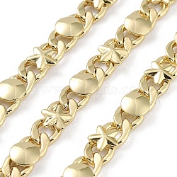Rack Plating Brass Curb Chains, Long-Lasting Plated, Soldered, with Spool, Lead Free & Cadmium Free, Real 18K Gold Plated, Link: 14x6x3mm(CHC-F018-09G-01)