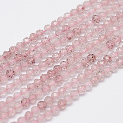 Natural Strawberry Quartz Bead Strands, Faceted, Round, 2.5x2mm, Hole: 0.5mm, about 150~160pcs/strand, 12.9~13.3 inch(330~340mm)(G-G936-2mm-02)