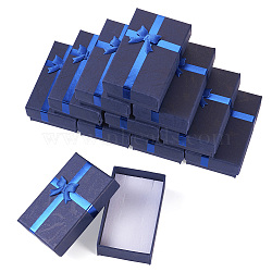 Cardboard Boxes, Jewelry Storage Supplies, Rectangle with Bowknot, Midnight Blue, 8.35x5.35x2.95cm(CON-TAC0006-04)