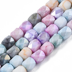 Opaque Baking Painted Glass Beads Strands, Imitation Stones, Faceted, Column, Colorful, 5.5x5.5mm, Hole: 1mm, about 70pcs/strand, 15.94 inch(40.5cm)(X-EGLA-N006-008-A07)