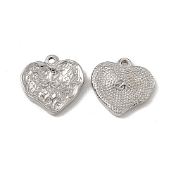 Non-Tarnish 201 Stainless Steel Pendants, Textured, Heart Charm, Stainless Steel Color, 18x18x3mm, Hole: 1.8mm(STAS-J401-VC721)