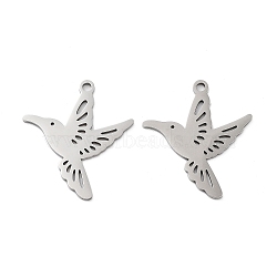 201 Stainless Steel Pendants, Laser Cut, Bird Charm, Stainless Steel Color, 28x25x1mm, Hole: 2mm(STAS-A090-26P)