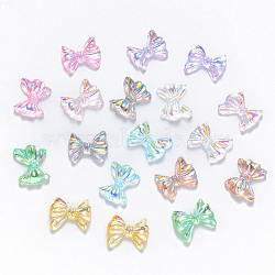Resin Cabochons, Nail Art Decoration Accessories, AB Color Plated, Bowknot, Mixed Color, 9x11x3mm(X-MRMJ-R063-06)