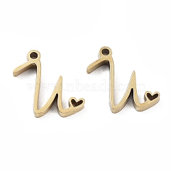 304 Stainless Steel Charms, Laser Cut, Real 14K Gold Plated, Letter U, 11x13x1.5mm, Hole: 1mm(STAS-M327-02G-U)