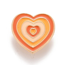 Heart Enamel Pin, Creative Alloy Badge for Backpack Clothes, Golden, Orange, 24x23x1.5mm(JEWB-E014-01G-07)