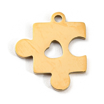 Golden Plated 304 Stainless Steel Pendants, Laser Cut, Puzzle, 16.5x14x1mm, Hole: 1.5mm