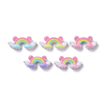 Opaque Cute Resin Decoden Cabochons, Mixed Color, Rainbow with Wings, 8x17.5x5mm