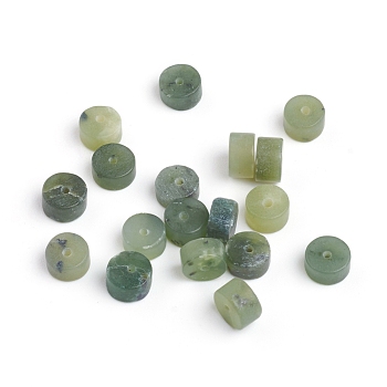 Natural Canadian Jade Beads, Heishi Beads, Frosted, Flat Round/Disc, 5.5~6.5x3.5mm, Hole: 1mm