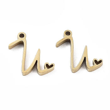 304 Stainless Steel Charms, Laser Cut, Real 14K Gold Plated, Letter U, 11x13x1.5mm, Hole: 1mm