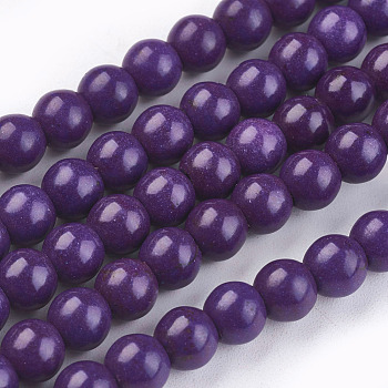 Synthetic Turquoise Beads Strands, Dyed, Round, Indigo, 6mm, Hole: 1.2mm, about 67pcs/strand, 15.75 inch