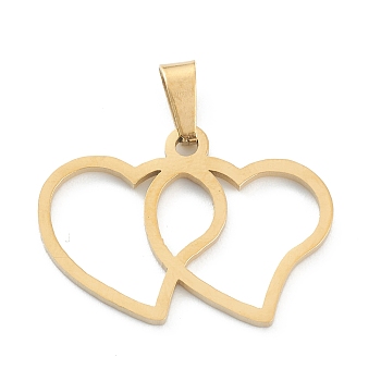 Ion Plating(IP) 304 Stainless Steel Pendants, Cross Heart, Golden, 17x24x1mm, Hole: 5x3mm