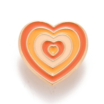 Heart Enamel Pin, Creative Alloy Badge for Backpack Clothes, Golden, Orange, 24x23x1.5mm