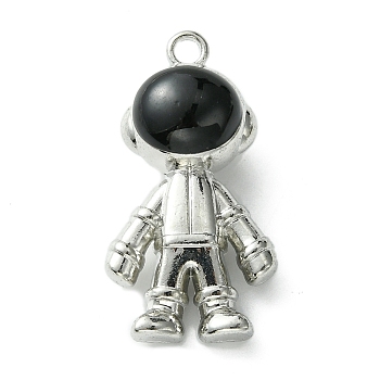 Alloy Enamel Pendants, Spaceman Charm, Platinum, 32x17x11.5mm, Hole: 2.5mm