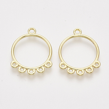 Alloy Open Back Bezel Chandelier Component Links, For DIY UV Resin, Epoxy Resin, Pressed Flower Jewelry, Ring, Light Gold, 25.5x20x2mm, Hole: 1.4~1.8mm