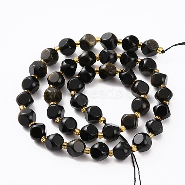 Natural Black Obsidian Beads Strands(G-A030-B26-8mm)-2