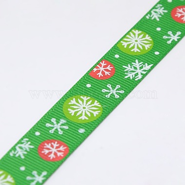 Noël flocon de neige ruban gros-grain imprimé pour le paquet de cadeau de Noël(SRIB-D010-25mm-01)-2