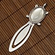 25x18mm Oval Glass Cabochon Cover for Antique Silver DIY Alloy Portrait Bookmark Making(DIY-X0121-AS-NR)-2