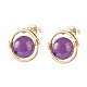 Natural Amethyst Round Beads Stud Earrings for Girl Women(X-EJEW-JE04666-02)-1