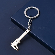 Alloy Pendant Keychain, with Key Rings, Vernier Caliper, Platinum, 11x2.2cm(KEYC-PW0002-071O)