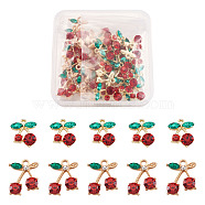 Alloy Pendants, with Glass Rhinestone, Cherry, Mixed Color, Golden, 16x14x5mm, Hole: 1.6mm(PALLOY-TA0001-04G)