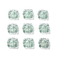 Plating Transparent Acrylic Beads, Metal Enlaced, Square with Flower Pattern, Dark Sea Green, 9.5~10x10.5~11x3.5mm, Hole: 1.6mm(X-OACR-G016-26O)