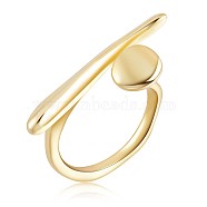 925 Sterling Silver Nail Wrap Open Cuff Ring for Women, Golden, US Size 6 1/2(16.9mm)(JR912B)