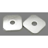 Brass Spacer Beads, Square, Silver Color Plated, about 8mm wide, 8mm long, 1mm thick, hole: 1.6~2mm(X-EC917-S)