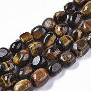 Natural Tiger Eye Beads Strands, Tumbled Stone, Nuggets, 12~20x10~16x10~15mm, Hole: 1mm, about about 27~29pcs/strand, 15.75 inch~16.14 inch(40~41 cm)(G-S364-060)
